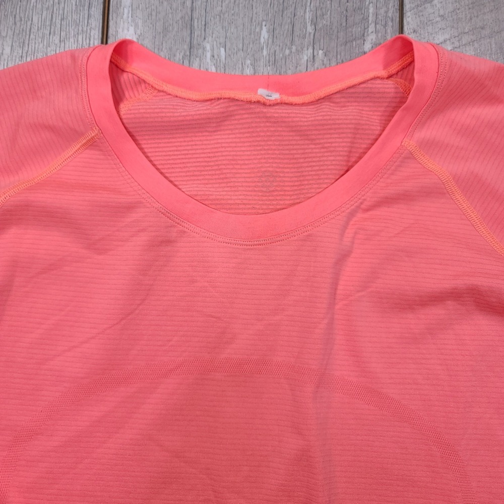 Lululemon Swiftly Tech Long Sleeve Crew Women Size 20 Coral Pink Running Top - Picture 4 of 9